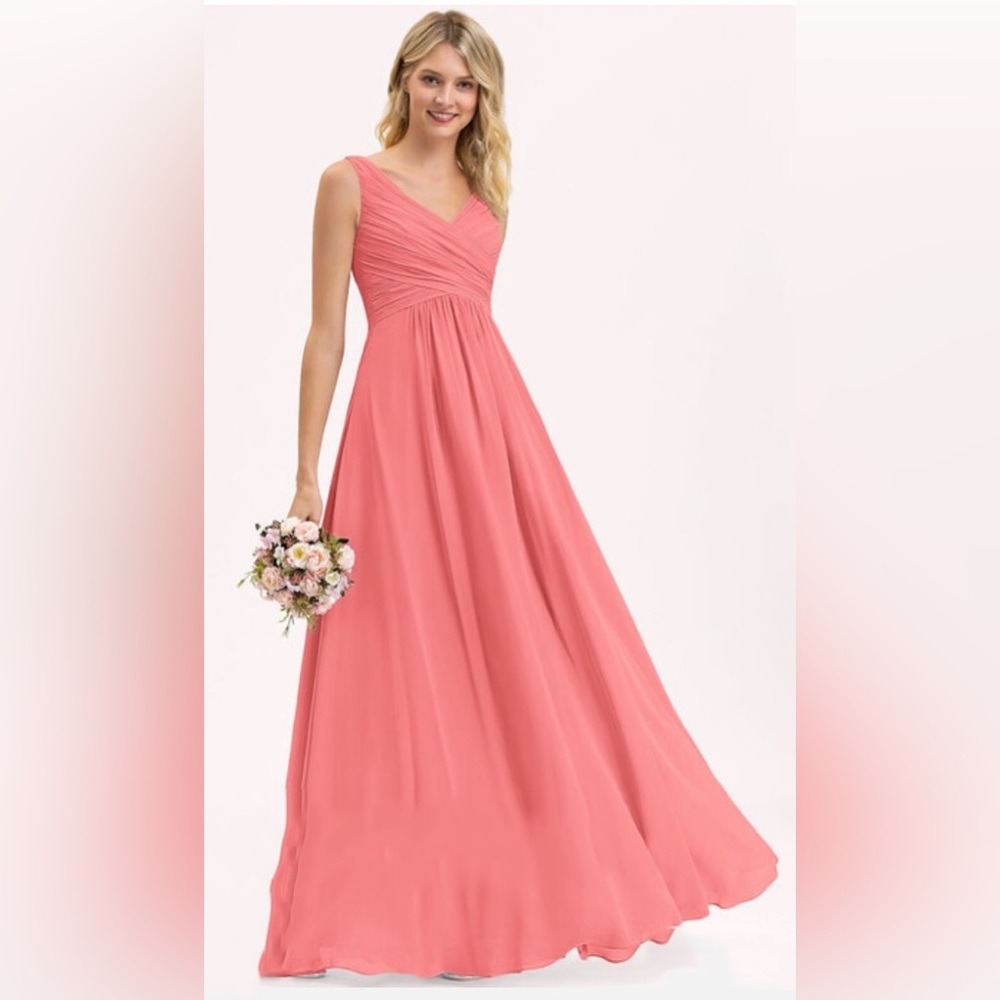 Bridesmaid dress.  “Watermelon” chiffon. Size 26W.  New with tags.